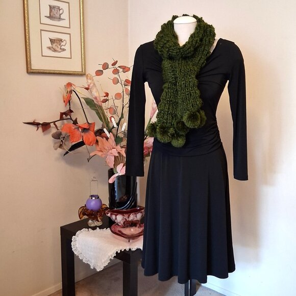 Vintage NEW Buffalo Long Green Cardigan Knit Scarf for Women - Picture 2 of 9